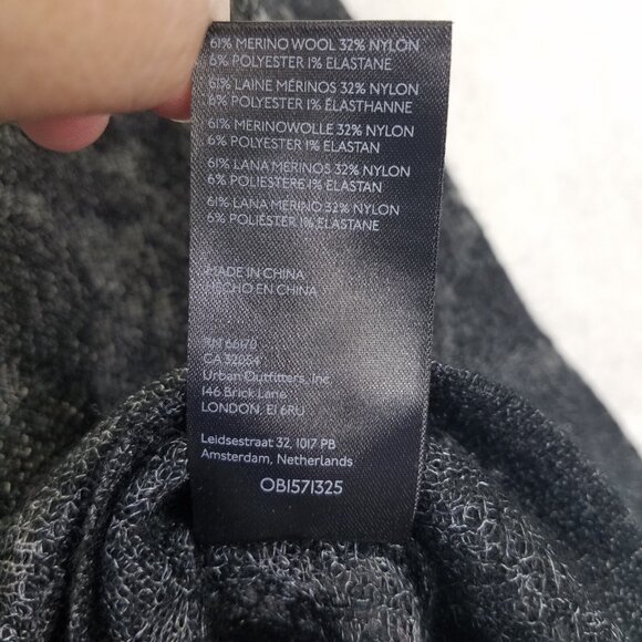 Anthropologie Sweater Lrg Hanna Lace Merino Wool Mock Neck Charcoal Ruffle Sheer - Picture 11 of 15